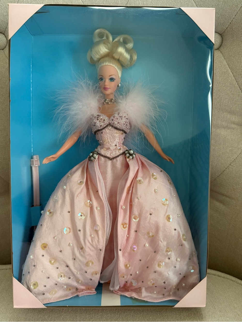 1996 Barbie Pink Ice Pink and White Collector Doll Box